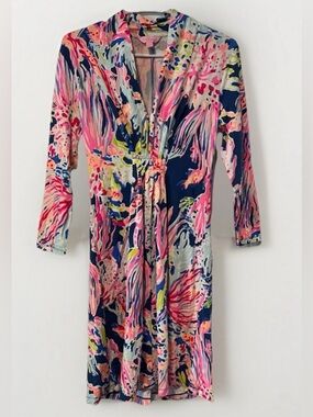 Lilly Pulitzer Pink Logo Tag with Multicolor Fabric